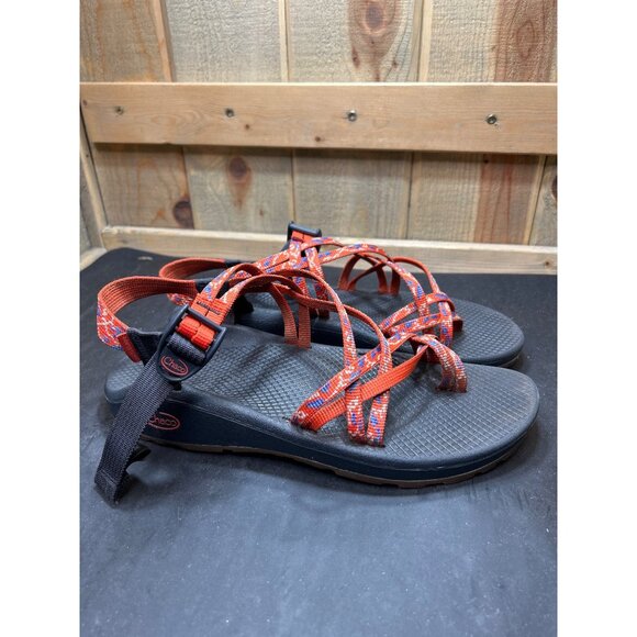 Chaco Womens Z/Cloud Sandals Size 11 Red & Blue Adjustable Straps Outdoor - Picture 1 of 9